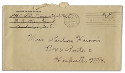 WWII Hero Rene Gagnon Autograph Letter Signed & Signed Envelope -- ''...You do whatever your [sic] told and do it on the double. That's the Marine Corps...''